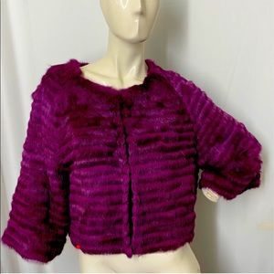 ETCETERA RABBIT FUR CROPPED JACKET NWOT